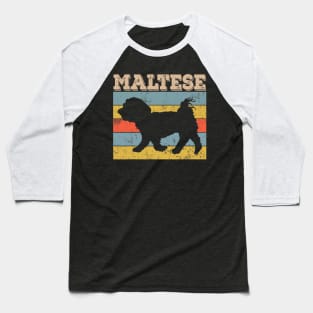 Maltese Dog Vintage Style Retro Distressed Baseball T-Shirt